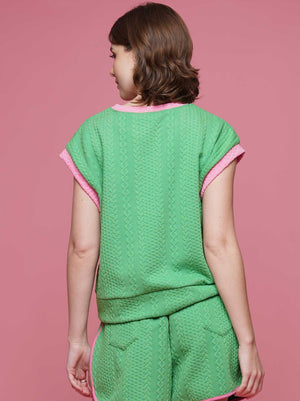 BILLIE TEXTURED TOP IN GREEN AND PINK
