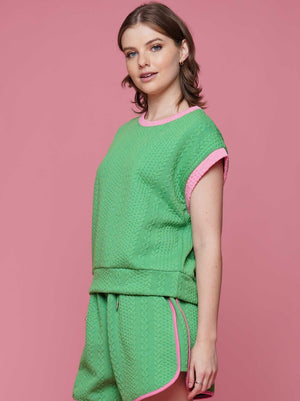 BILLIE TEXTURED TOP IN GREEN AND PINK