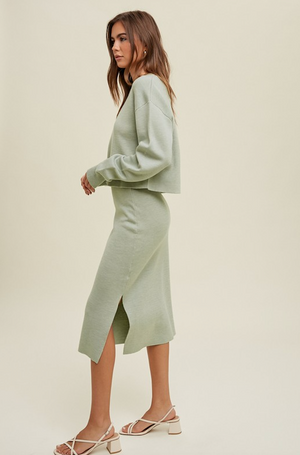 ALICE RELAXED CROP SWEATER IN SAGE