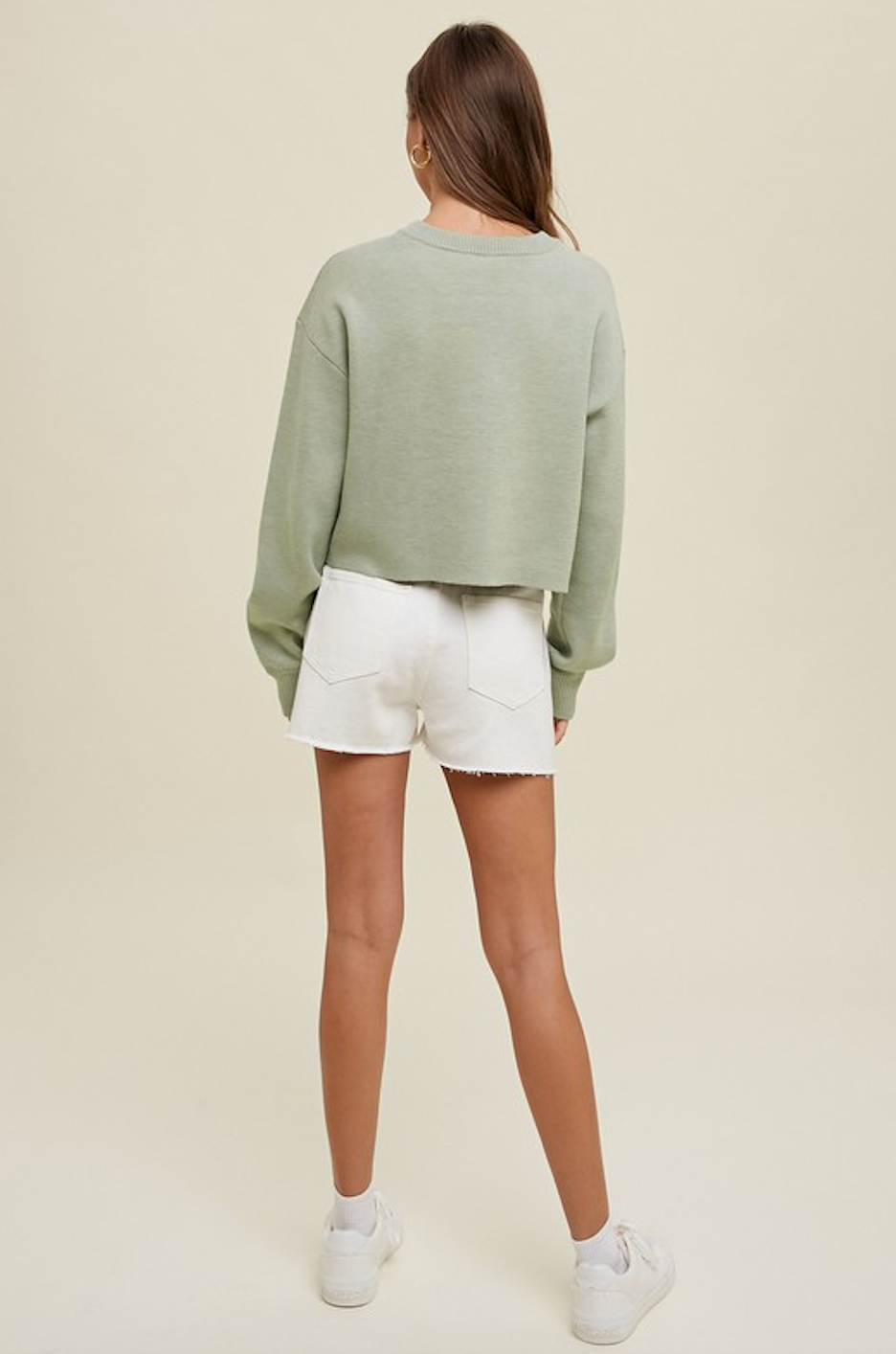 ALICE RELAXED CROP SWEATER IN SAGE