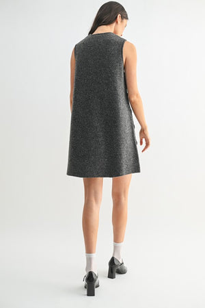 BRUSHED TANK KNIT SWEATER MINI DRESS IN CHARCOAL
