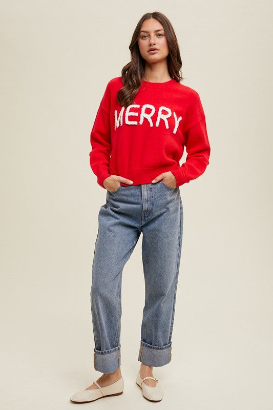 MERRY SWEATER IN RED AND WHITE