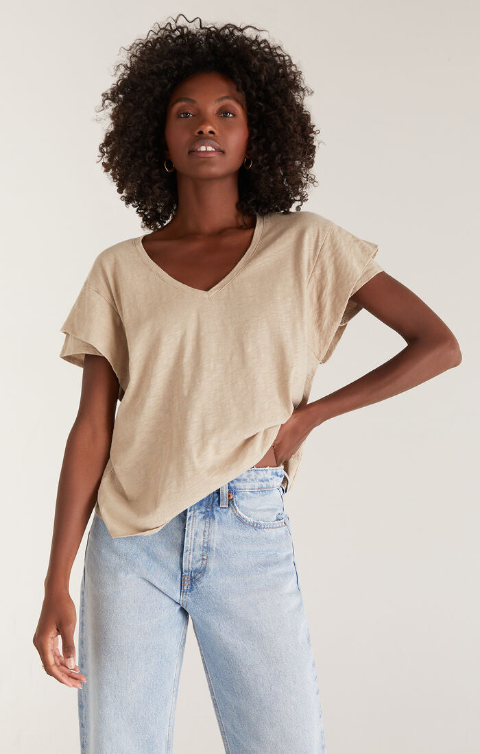 Z SUPPLY ADRINA SLUB TOP IN GARDEN FOG