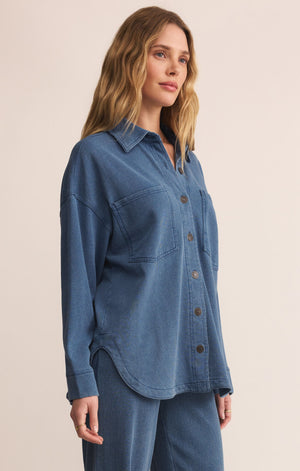 Z SUPPLY ALL DAY KNIT DENIM JACKET IN VINTAGE INDIGO