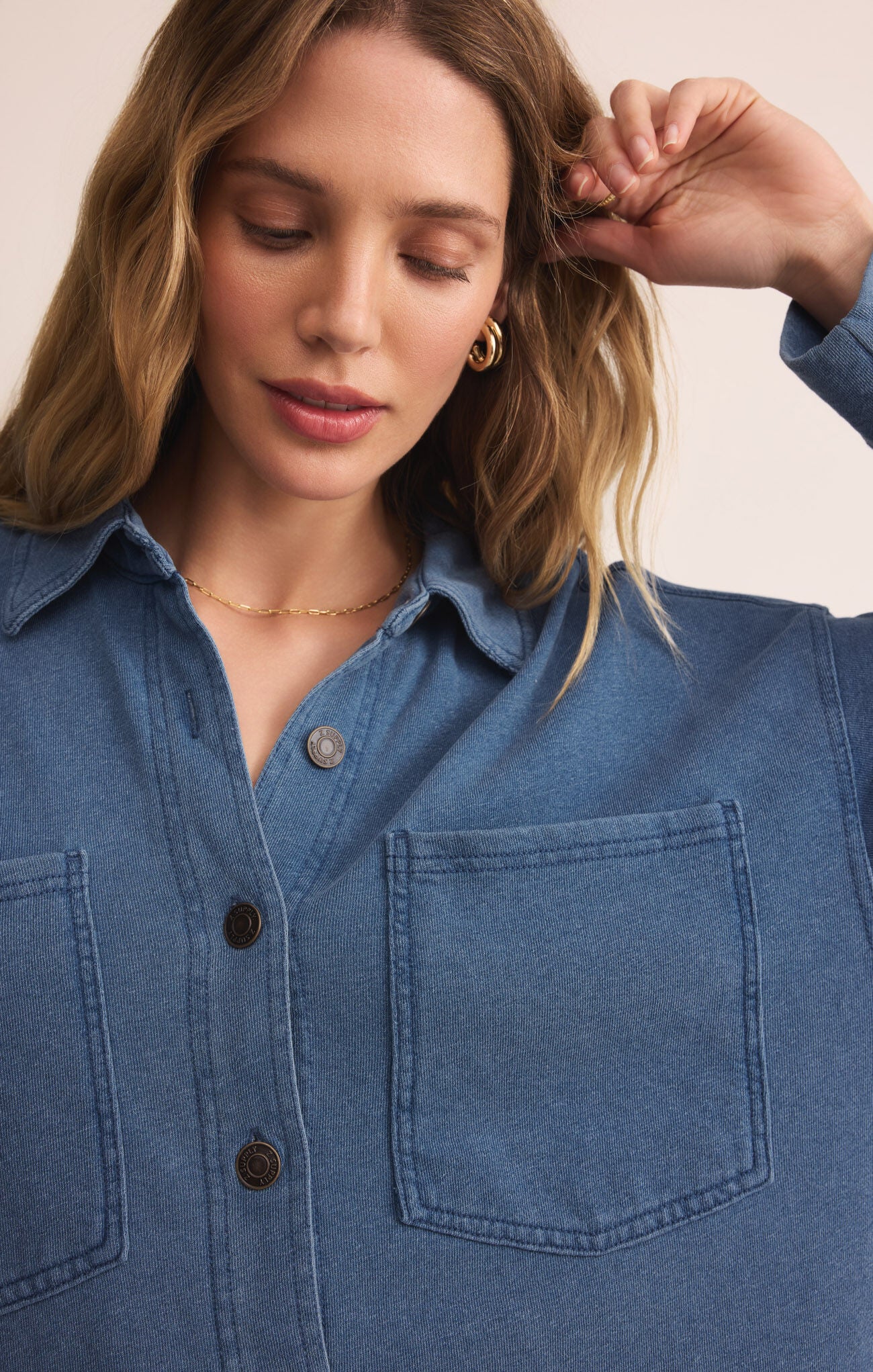 Z SUPPLY ALL DAY KNIT DENIM JACKET IN VINTAGE INDIGO