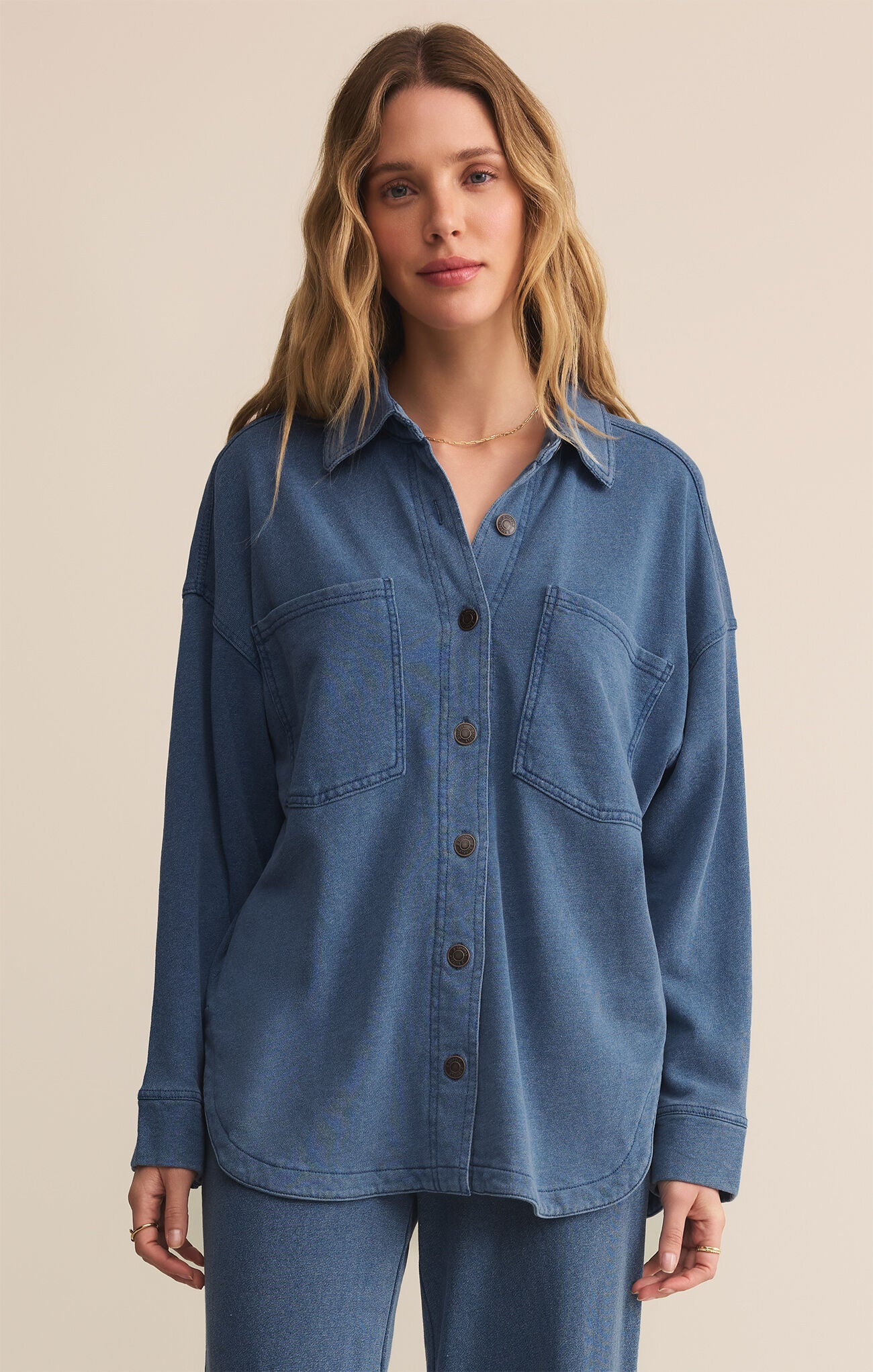 Z SUPPLY ALL DAY KNIT DENIM JACKET IN VINTAGE INDIGO