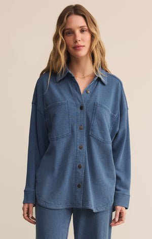 Z SUPPLY ALL DAY KNIT DENIM JACKET IN VINTAGE INDIGO