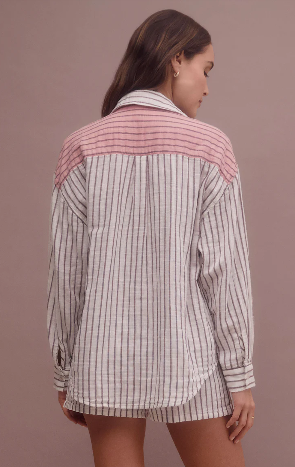 Z SUPPLY ALL MIXED UP STRIPE SHIRT IN BONE