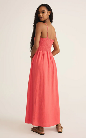 Z SUPPLY BAYSIDE LINEN MAXI DRESS IN PERSIMMON