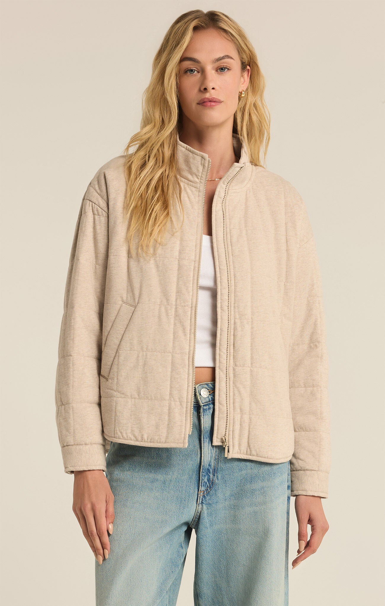 Z SUPPLY BONFIRE JACKET IN HEATHER LATTE