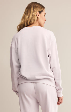 Z SUPPLY BOYFRIEND COTTON SWEATSHIRT IN LAVENDER ICE