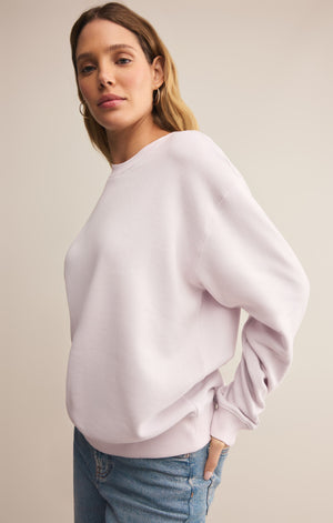 Z SUPPLY BOYFRIEND COTTON SWEATSHIRT IN LAVENDER ICE
