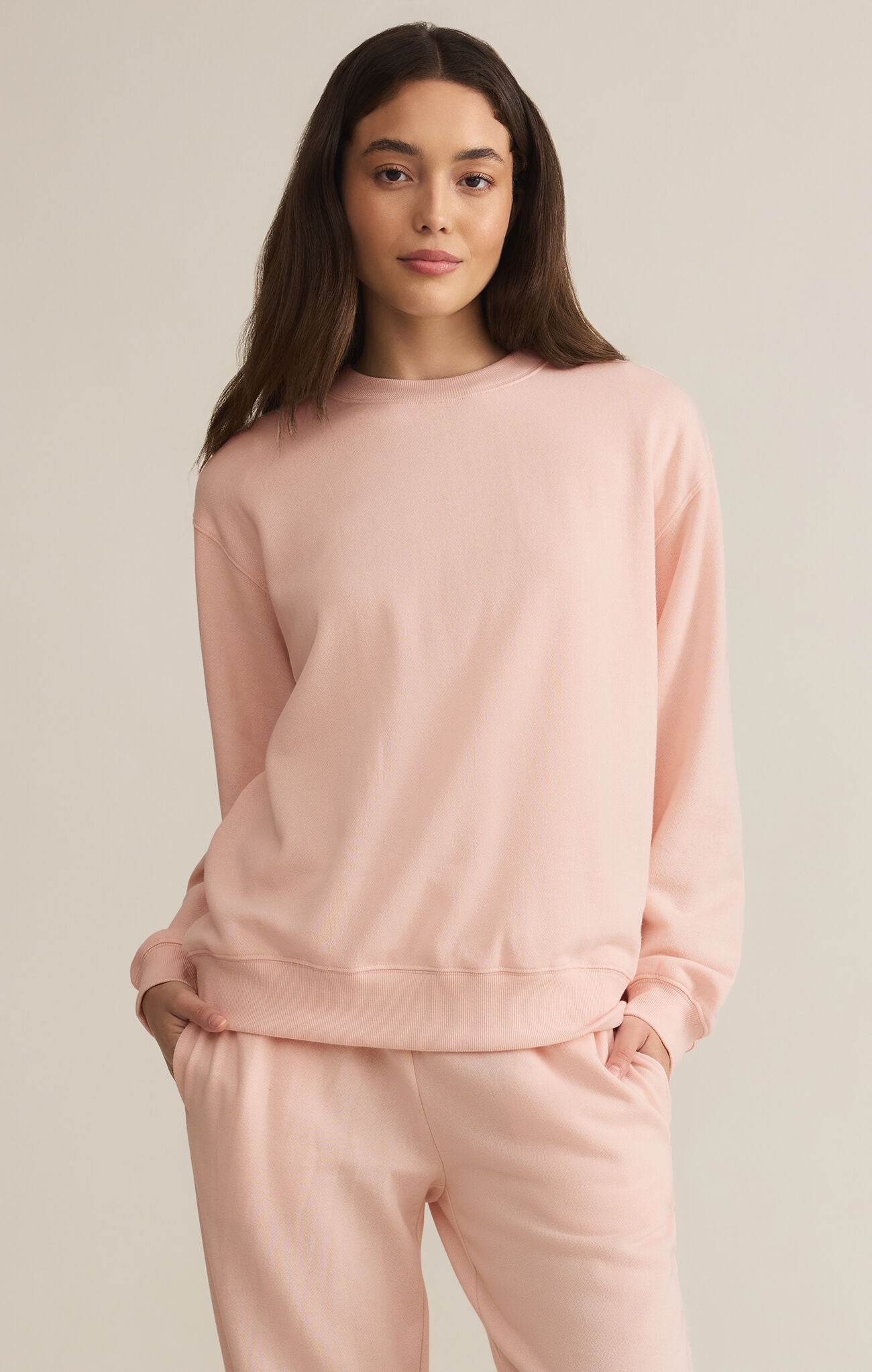 Z SUPPLY BOYFRIEND SWEATSHIRT IN PINK SALT