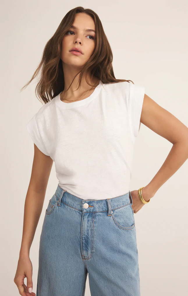 Z SUPPLY CAMINO SLUB TOP IN WHITE
