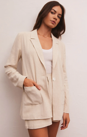 Z SUPPLY CHATEAU LINEN BLAZER IN FLAX