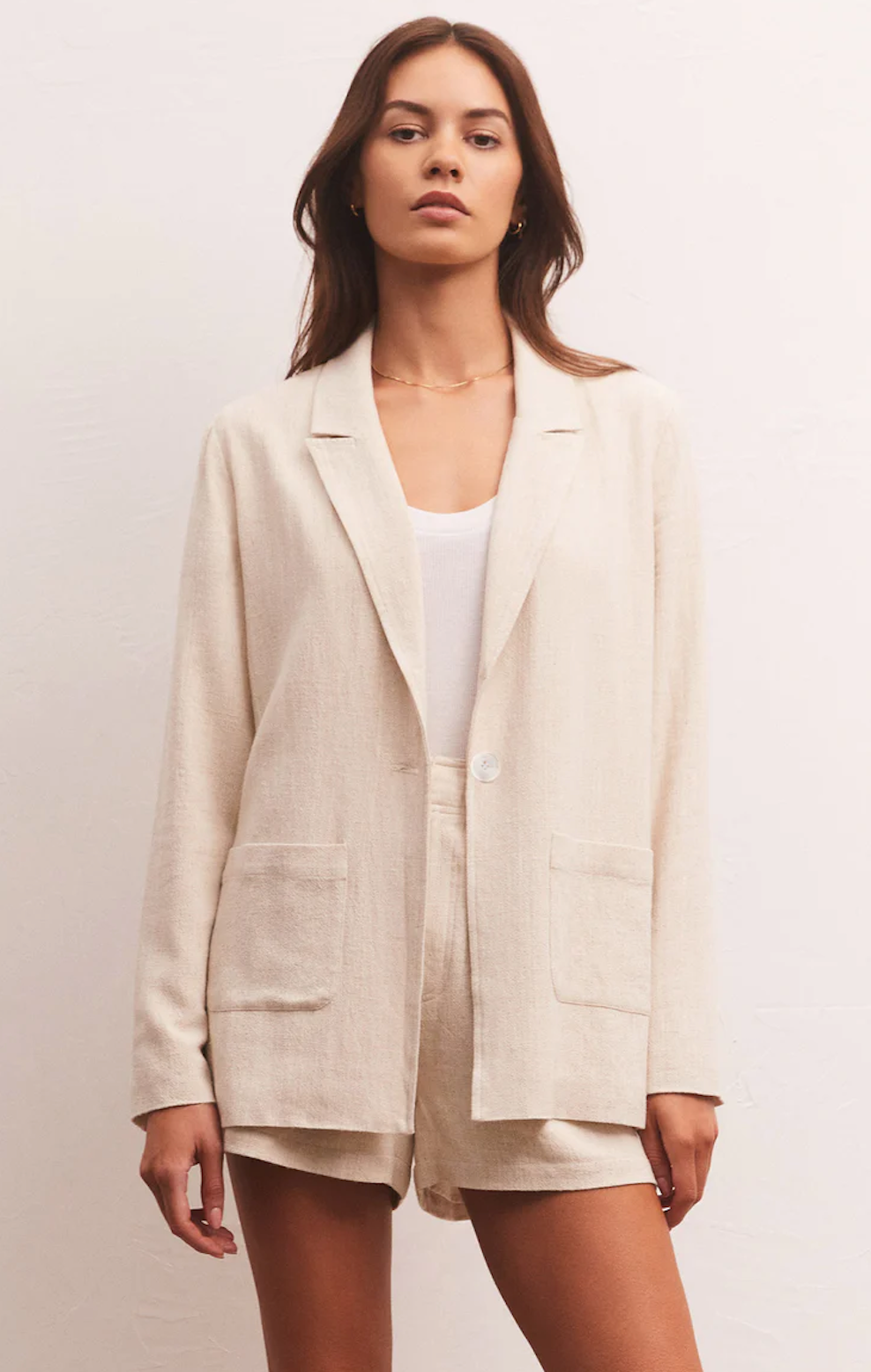 Z SUPPLY CHATEAU LINEN BLAZER IN FLAX