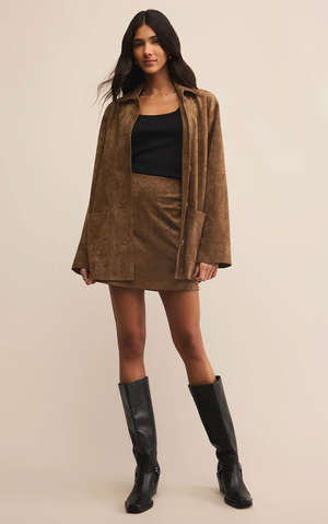 Z SUPPLY CIERA FAUX SUEDE MINI SKIRT IN COCONUT