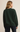 Person wearing a dark green sweatshirt on a beige background