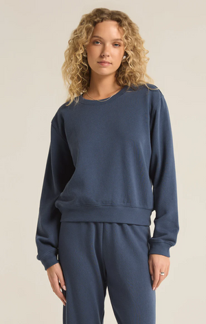 Z SUPPLY CLASSIC CREW SWEATSHIRT IN MIDNIGHT