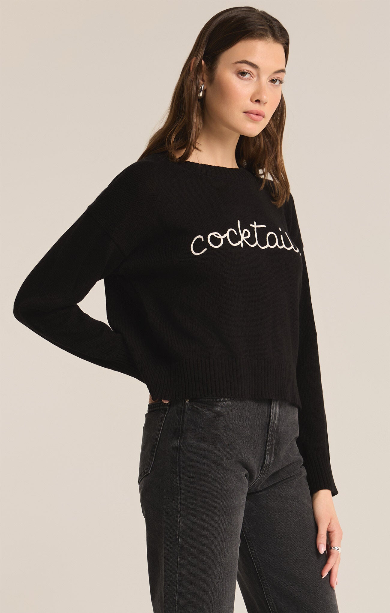 Z SUPPLY COCKTAILS SWEATER IN BLACK