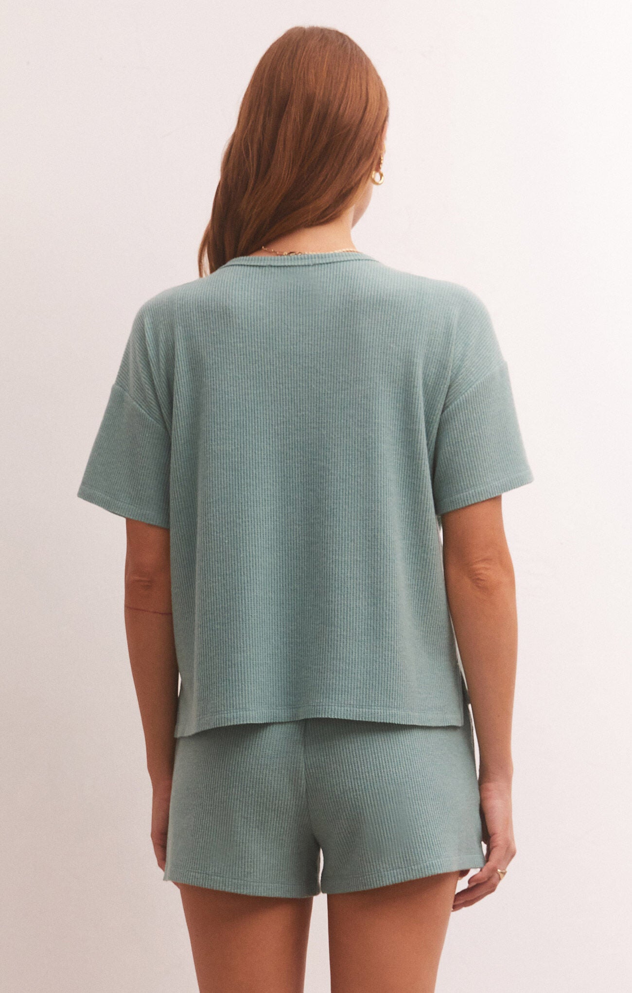Z SUPPLY COZY DAYS THERMAL TEE IN WASHED JADE