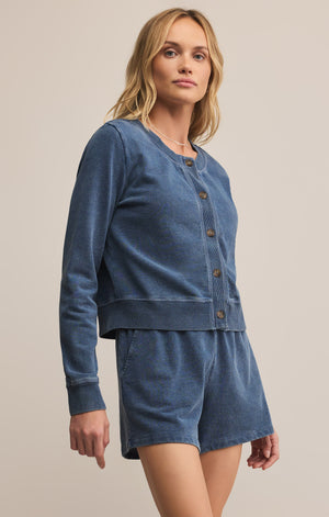 Z SUPPLY DAILY KNIT DENIM CARDIGAN IN VINTAGE INDIGO