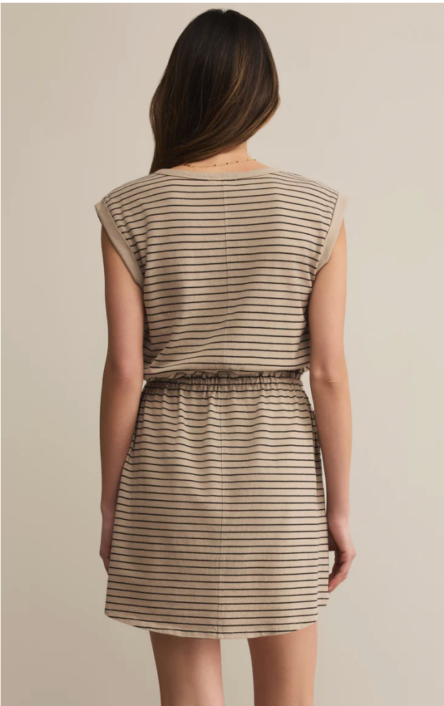 Z SUPPLY DAYSHIFT COTTON STRIPED MINI DRESS IN RETREAT