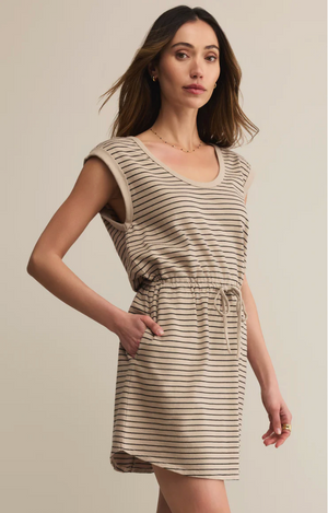 Z SUPPLY DAYSHIFT COTTON STRIPED MINI DRESS IN RETREAT