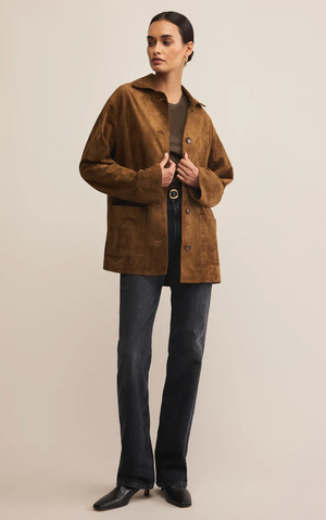 Z SUPPLY DECKER FAUX SUEDE CHORE COAT IN COCONUT