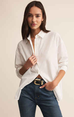 Z SUPPLY ELEVATED POPLIN SHIRT IN WHITE