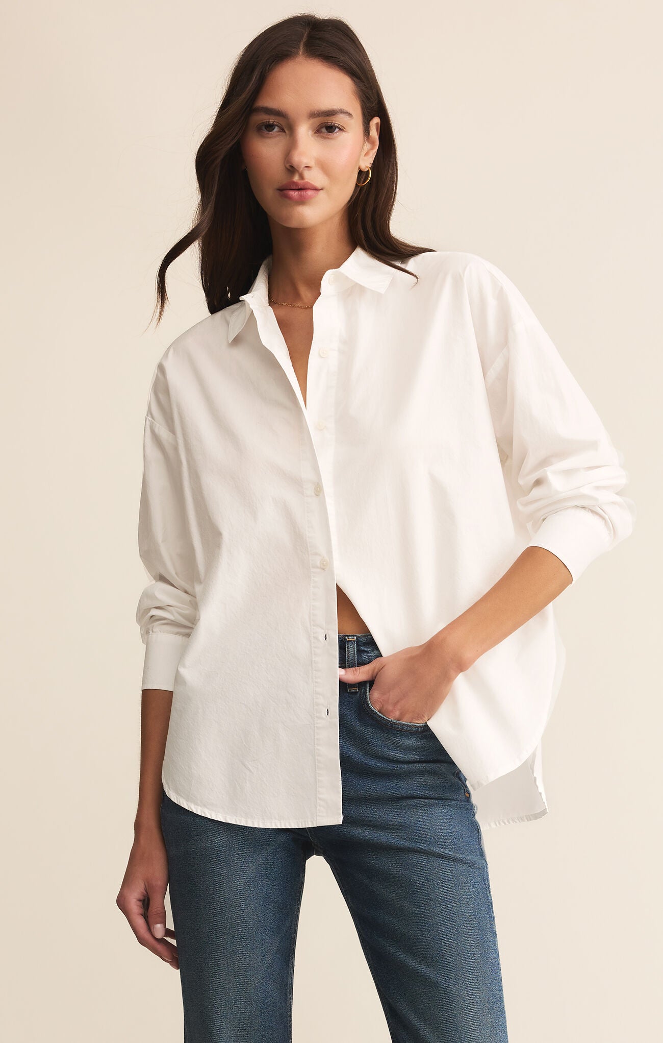 Z SUPPLY ELEVATED POPLIN SHIRT IN WHITE
