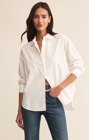 Z SUPPLY ELEVATED POPLIN SHIRT IN WHITE