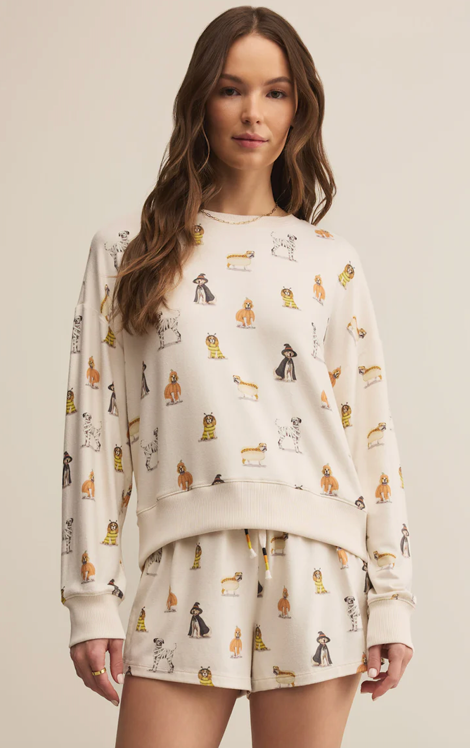 Z SUPPLY ELLE PUP LONG SLEEVE TOP IN VANILLA ICE