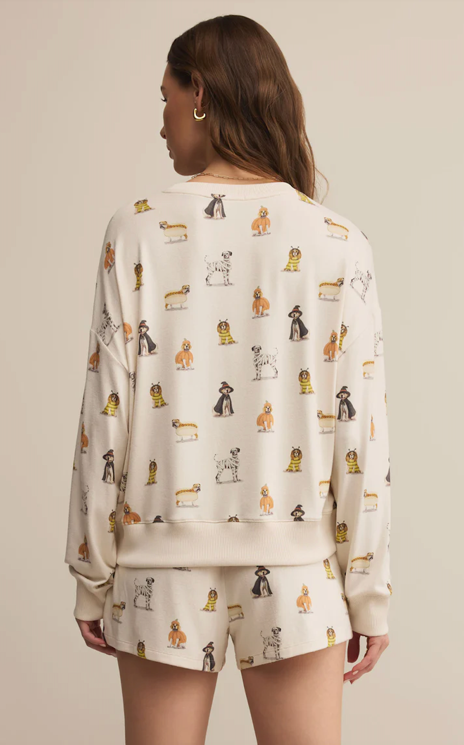 Z SUPPLY ELLE PUP LONG SLEEVE TOP IN VANILLA ICE