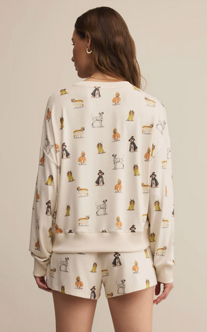 Z SUPPLY ELLE PUP LONG SLEEVE TOP IN VANILLA ICE