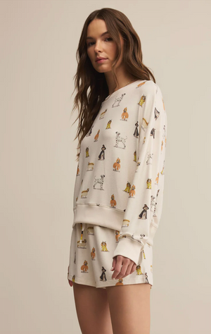 Z SUPPLY ELLE PUP LONG SLEEVE TOP IN VANILLA ICE