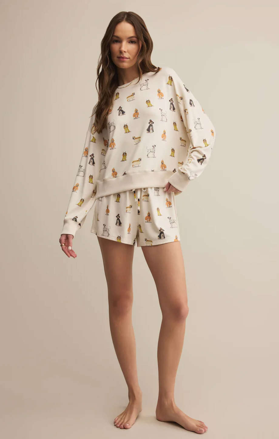 Z SUPPLY ELLE PUP LONG SLEEVE TOP IN VANILLA ICE
