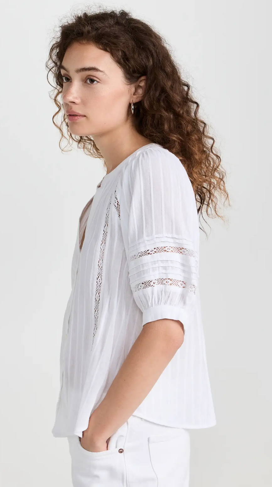 Z SUPPLY ELLIOT LACE INSET TOP IN WHITE