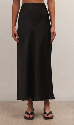 Z SUPPLY EUROPA POLY SHEEN SKIRT IN BLACK