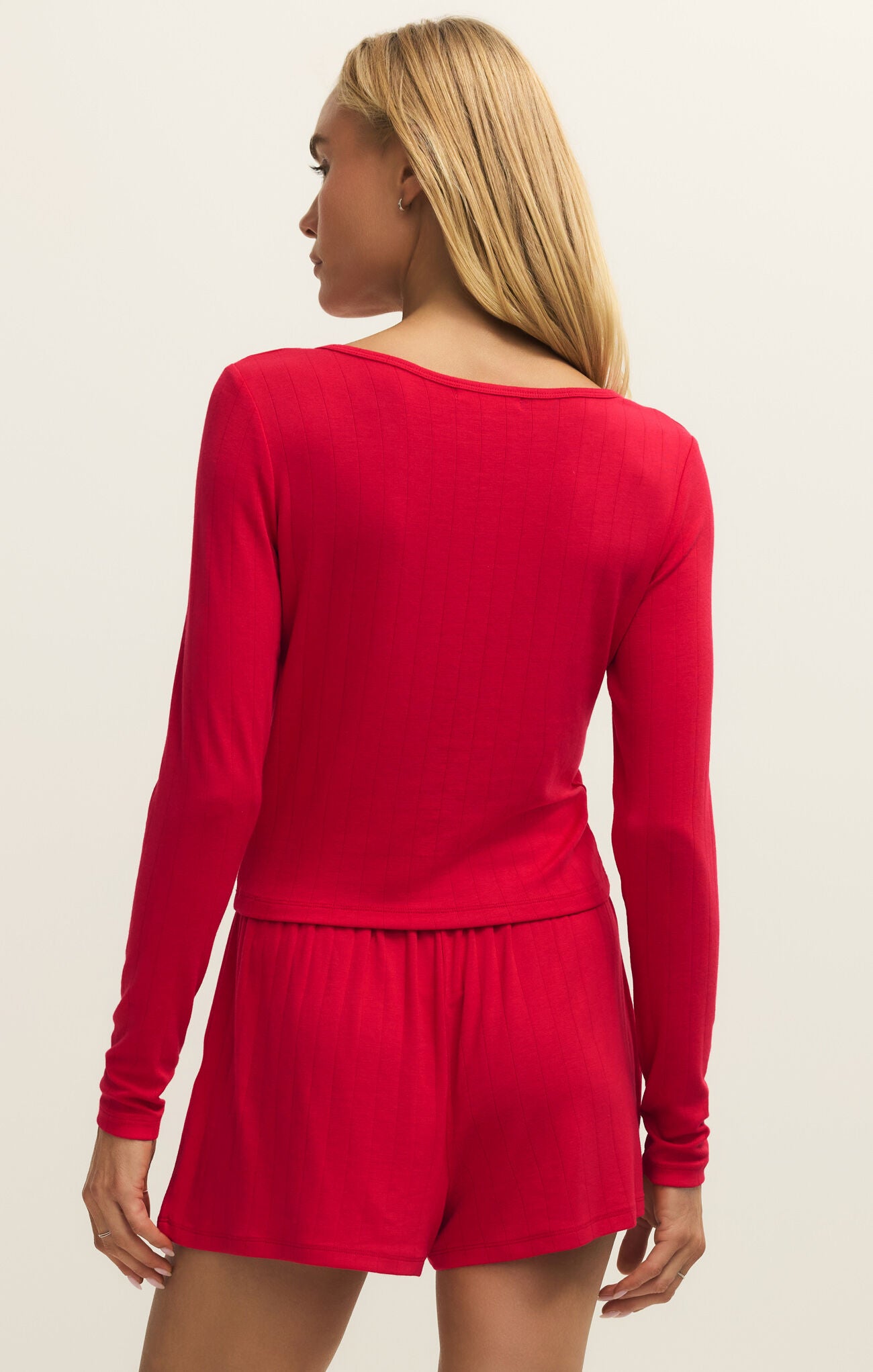 Z SUPPLY FELT CUTE LONG SLEEVE RIB TOP IN KISS ME RED | SHOPIDB.COM ...