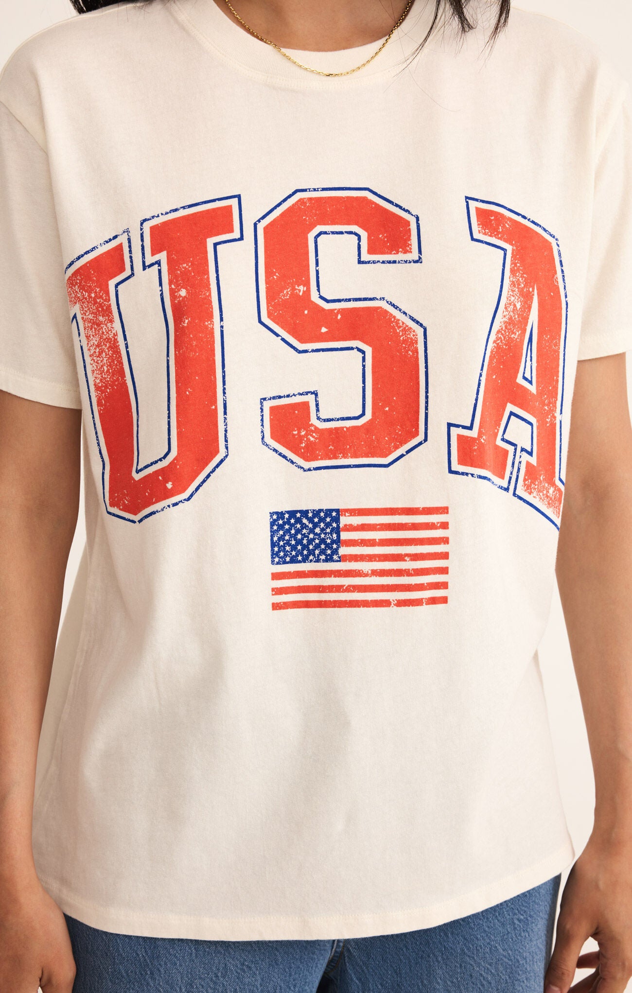 Z SUPPLY FLAG BOYFRIEND TEE IN SEA SALT