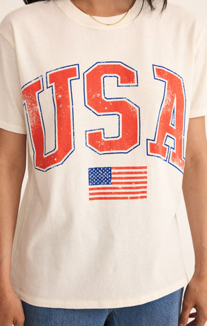 Z SUPPLY FLAG BOYFRIEND TEE IN SEA SALT