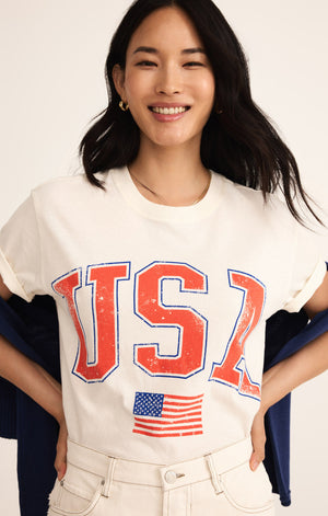 Z SUPPLY FLAG BOYFRIEND TEE IN SEA SALT