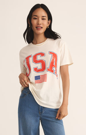Z SUPPLY FLAG BOYFRIEND TEE IN SEA SALT