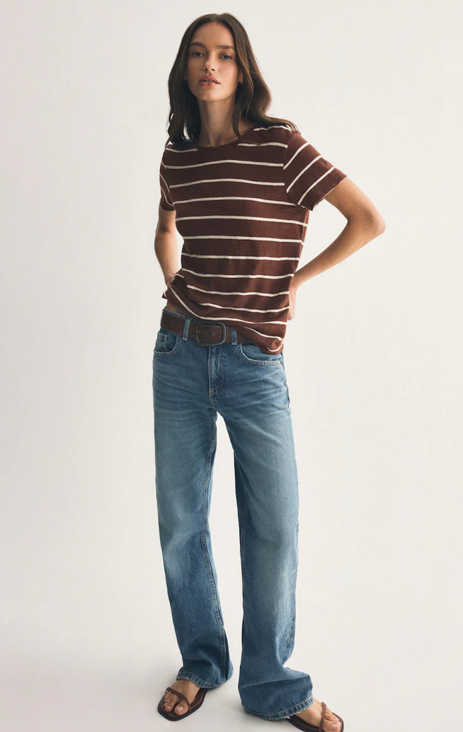 Z SUPPLY FOUNDATION PREMIUM STRIPED TEE IN SANDALWOOD