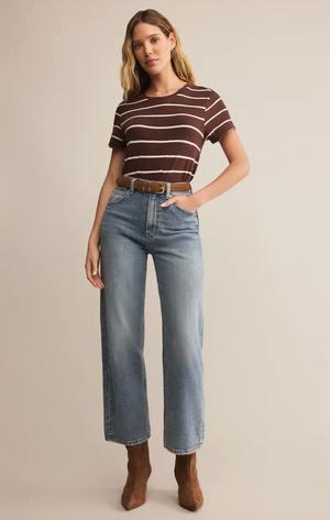 Z SUPPLY FOUNDATION PREMIUM STRIPED TEE IN SANDALWOOD