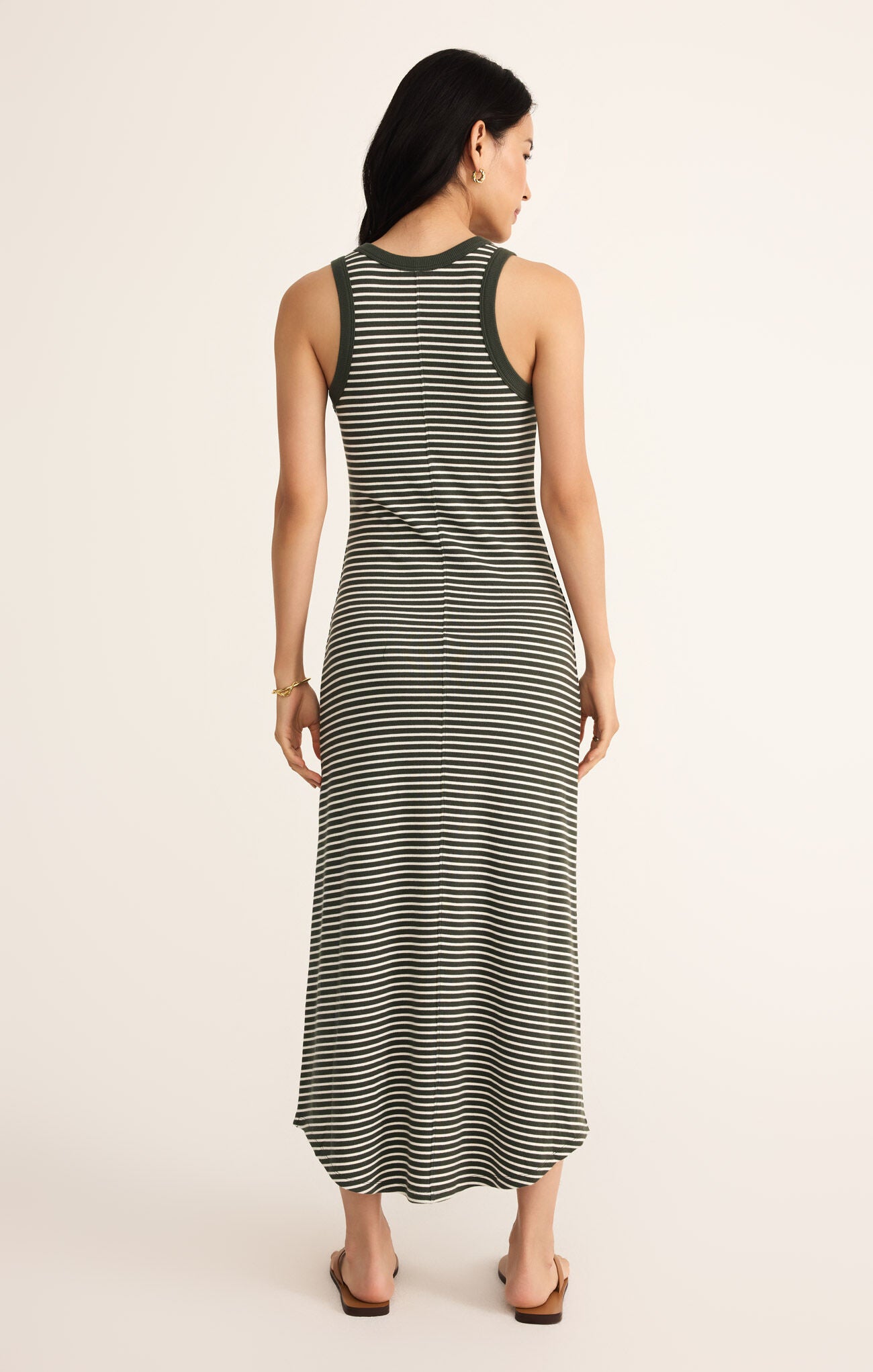 Z SUPPLY GOODWIN STRIPE MIDI DRESS IN DARK AGAVE
