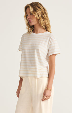 Z SUPPLY GO TO STRIPE TEE IN PANNA COTTA STRIPE