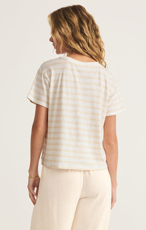 Z SUPPLY GO TO STRIPE TEE IN PANNA COTTA STRIPE