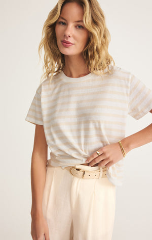 Z SUPPLY GO TO STRIPE TEE IN PANNA COTTA STRIPE